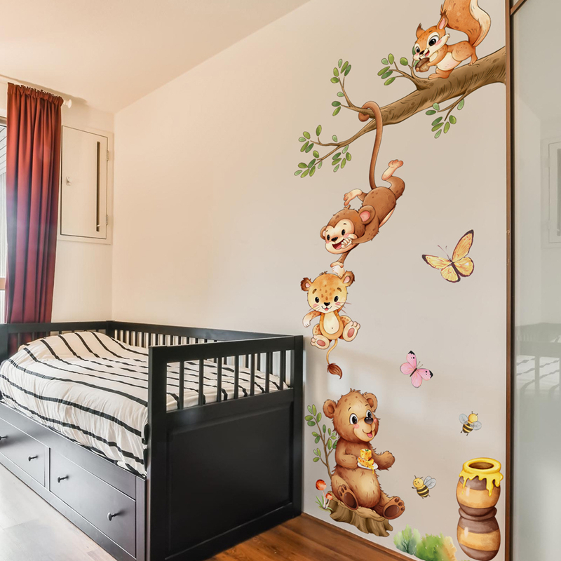Animal Branches Cute Monkey Bu - Kids Educational Poster recension och pris