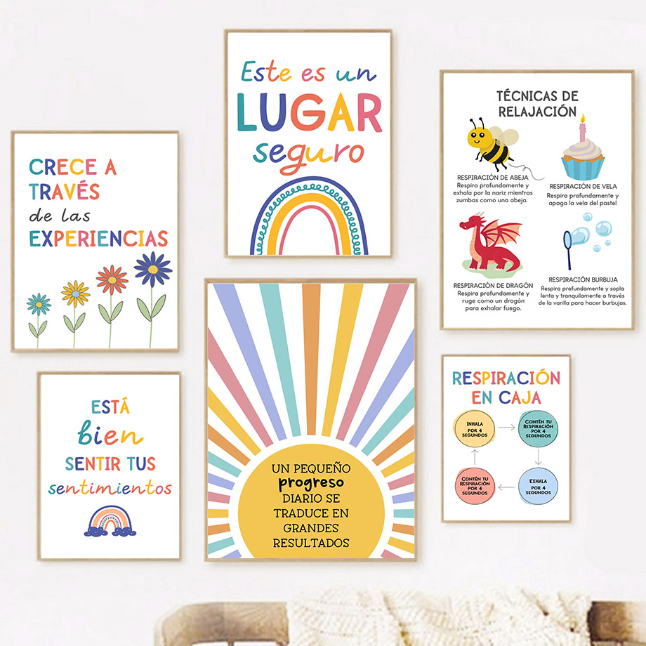 Spanish Education Motto Rainbo - Kids Educational Poster recension och pris