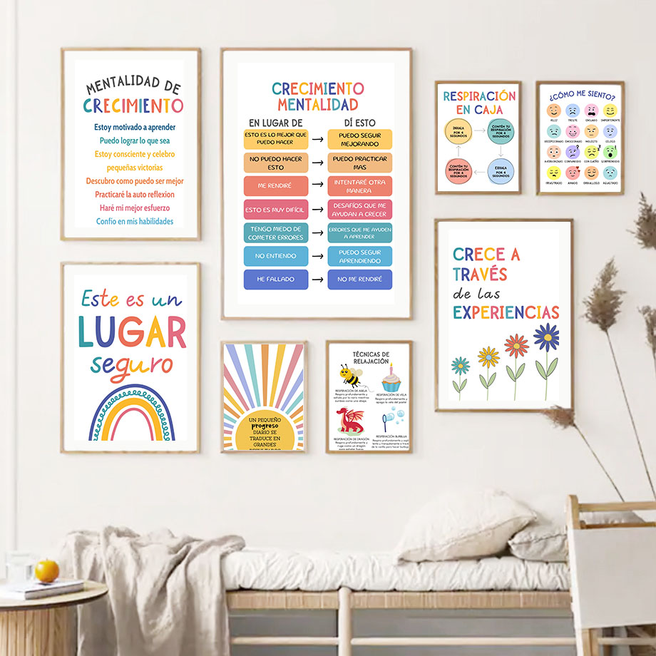 Spanish Education Motto Rainbo - Kids Educational Poster recension och pris