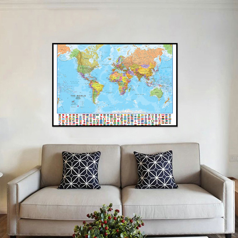 A2 Map of The World 59*42cm wi - Kids Educational Poster recension och pris