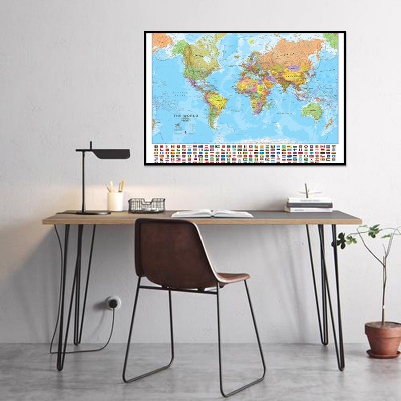 A2 Map of The World 59*42cm wi - Kids Educational Poster recension och pris