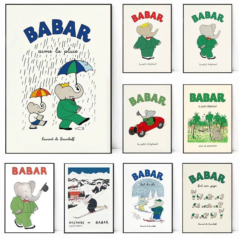Elephant Babar France Fairy Ta - Kids Educational Poster recension och pris