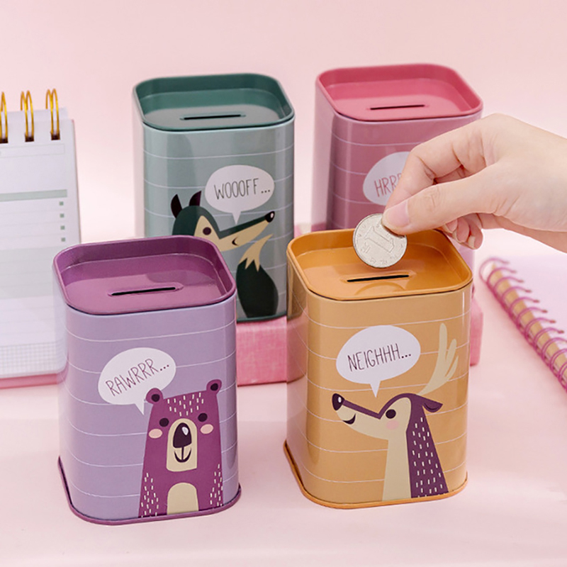 1Pcs Animals Tinplate Piggy Ba - Kids Education Money recension och pris
